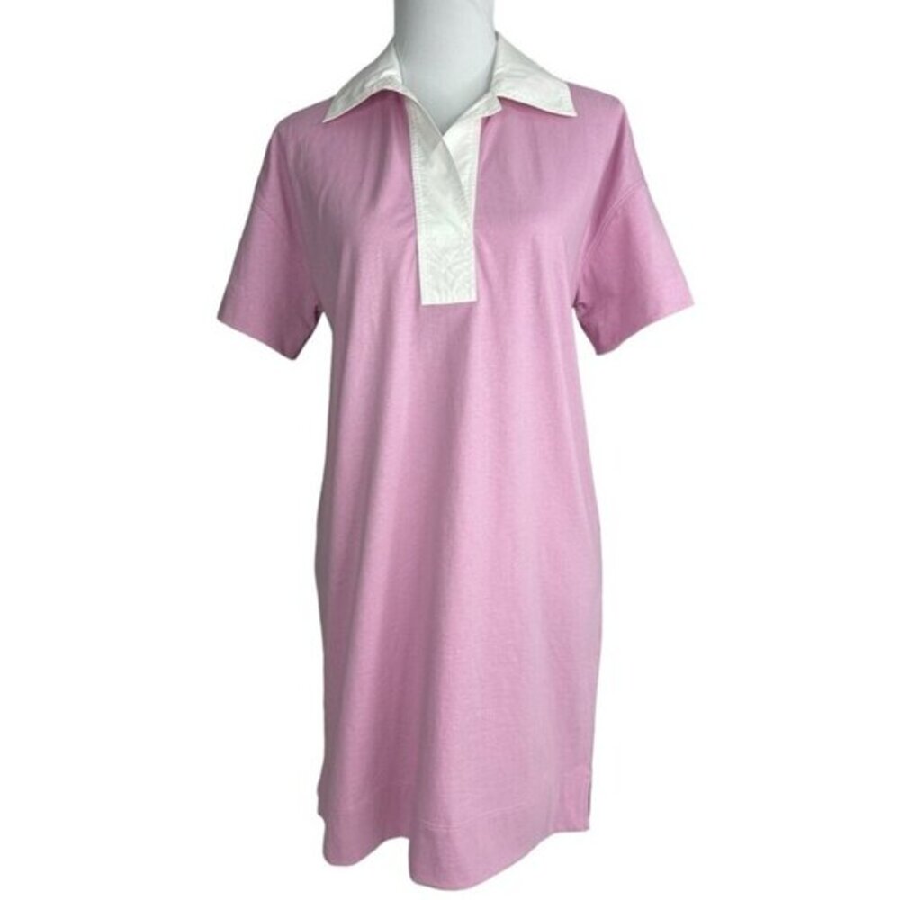 Everlane Organic Cotton Polo Mini Dress Mauve Pink White Collar Women Size S NEW